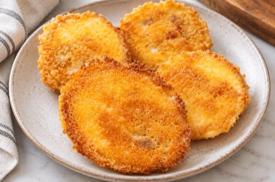 Ovos cozidos com parmesão crocante