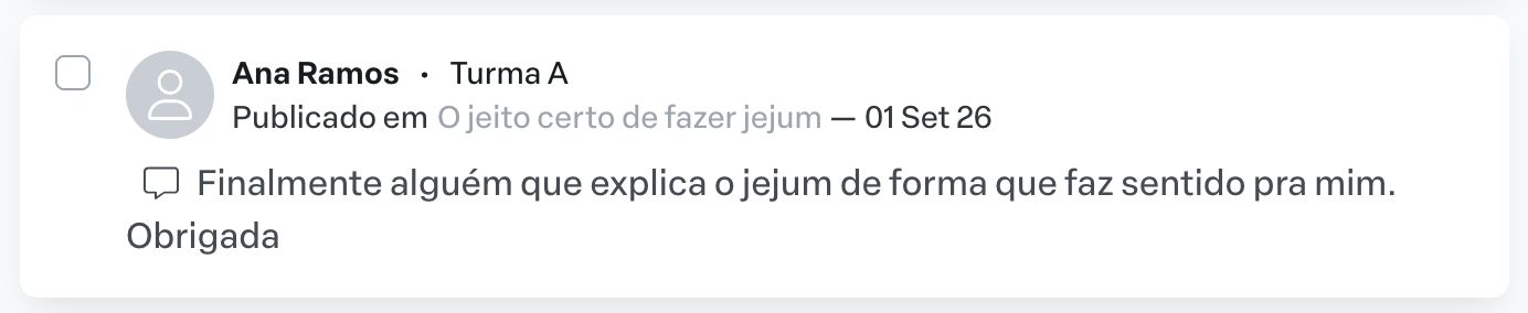 Comentário de aluna sobre a aula: finalmente alguém que explica o jejum de forma que faz sentido